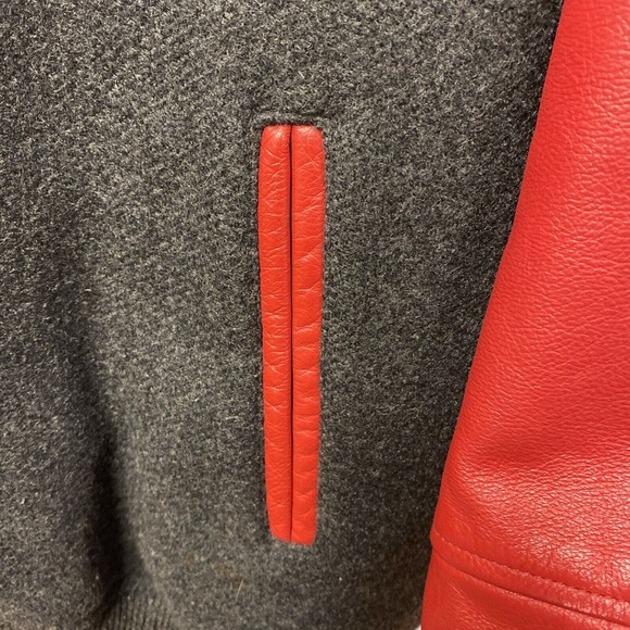 NBA ATLANTA HAWKS Hardwood Classics Wool Leather Jacket G-III Gray Red Men’s XXL - Picture 5 of 16